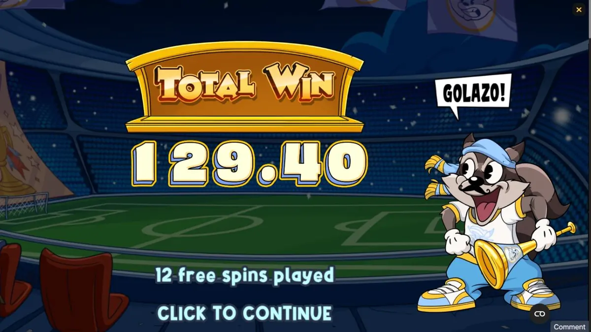 Visual vibrante e estilo cartoon do slot Le Football Fan com o guaxinim mascote