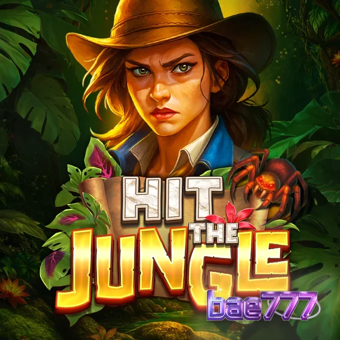 Interface do jogo de slot Hit the Jungle com símbolos de selva e grade expandida
